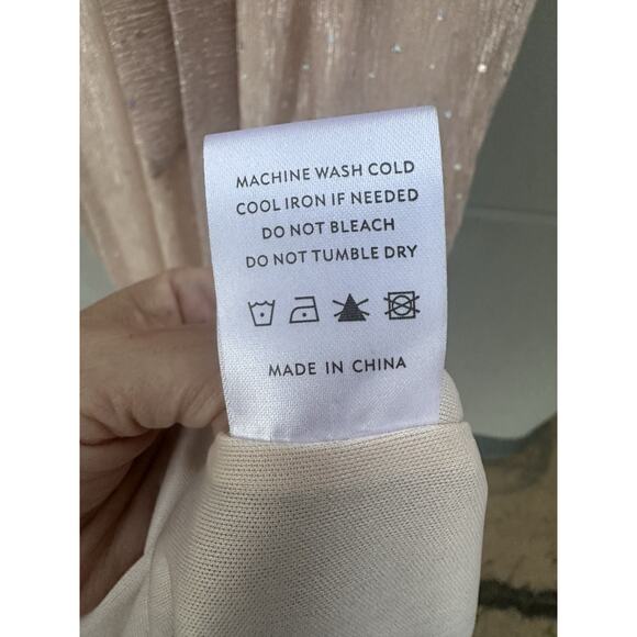 Baltic Born Sparkle Pale Pink Glitter Sleeveless Side Slit Maxi Dress Wedding M - Picture 7 of 12